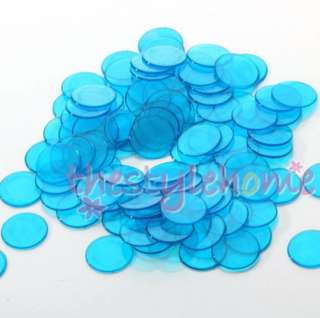 100pc Plastic Bingo Game Markers Translucent Blue Chips  
