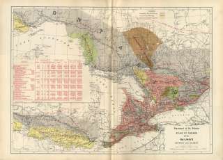 Large Rare 1906 Atlas of Canada Map RAILWAYS in QUEBEC & ONTARIO 