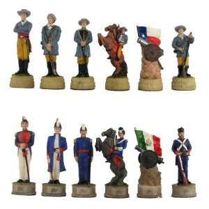  Battle of the Alamo Hand Painted Polystone Chess Pieces 