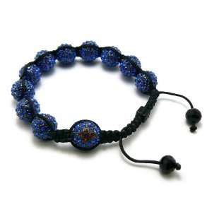  NEW Cross Rhinestone Ball Macrame Bracelet BLUE 