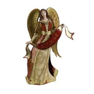   Angel Religious Table Top Figure Holding a Rejoice Banner Home