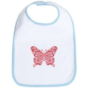  Baby Bib Sky Blue Stylized Lacy Butterfly 