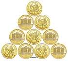 Lot of 10 Austrian 1oz Gold coins 1998 Philharmonic BU