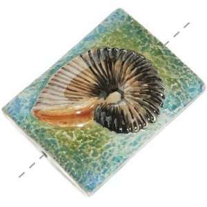   Focal Bead Blue Ocean Seashell 30x40mm (1) Arts, Crafts & Sewing