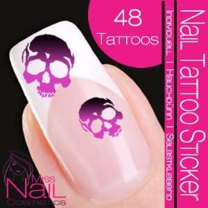  Nail Tattoo Sticker Skull / Death´s Head   black / lilac Beauty