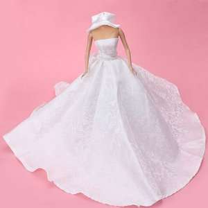   Princess Wedding Gown Dress w/ Hat for Barbie Doll White Toys & Games