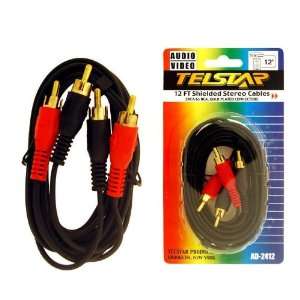 Telstar Ad 2412 12ft. Shielded Stereo Cables 2 RCA to 2 Rca, for Hook 