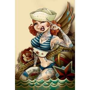  Sailor Girl by Tyson McAdoo Tattoo Art Canvas Giclee Print 