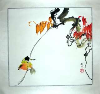 Original Artist ~Man Sing~ Watercolor Painting *Bird Happiness*