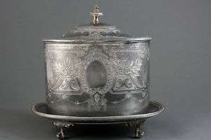 Silver Biscuit Box Oval Sheffield Silverplate England c1878  