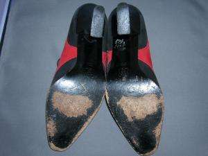 KARL LAGERFELD red & black SUEDE heels shoes 6.5 M  