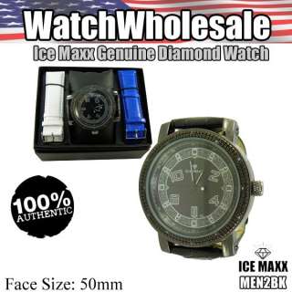 Ice Maxx Genuine Diamond Bling Hip Hop Watch  Black  