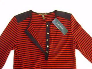   Ralph Lauren Womens XL Sweater Shirt Button Striped Black Red  