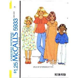 McCalls 5933 Sewing Pattern Girls Set of Dresses or Tops 