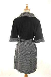   Kate Spade Elegant French Vintage Style Plaid Wool Coat Black 4  