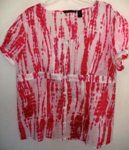 1x Sherry Taylor Cotton HOT Pink & White Shirt Blouse  