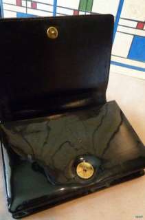 Vtg. 60s Custom Made Black Patent Leather Structured Purse Excl. Cond 