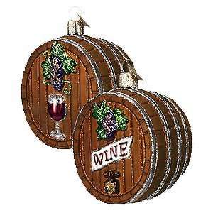  Old World Christmas Wine Barrel Glass Ornament #32067 