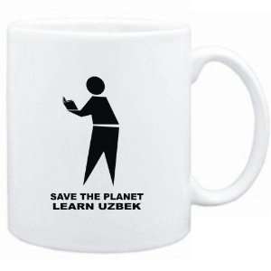   Mug White  save the planet learn Uzbek  Languages