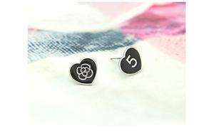 Fashion Black Color Lucky 5& Rose Design Earrings  