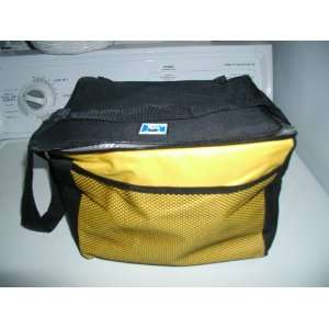   LARGE, SIX PACK SHOULDER AND BOTTLE BAGS BLACK ACCENTED WITH YELLOW