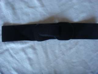 Black elastic belt with faux leather Velcro buckle  