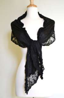 Pink Turquoise Black Grey Sequin Lace Wrap Shawl Scarf  
