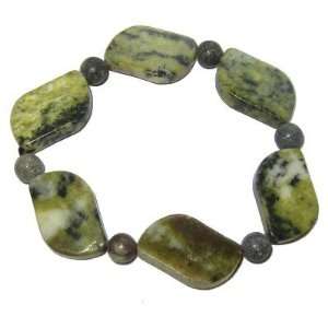 Magnetite Bracelet 09 Stretch Serpentine Natural Green Gray Crystal 