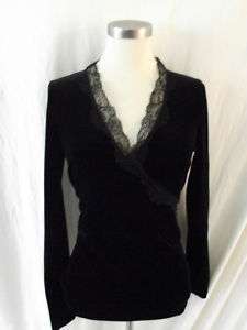 Ralph Lauren NWT $89 Black Shirt Top Velvet Lace S  