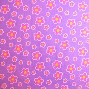 HALF YARD Springs EASTER Blotch FLORAL Pink Flowers on PURPLE Fabric 1 