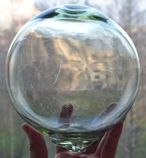 1920s Estonia Beautiful Olive Clear Heavy Bubbly Glass BUOY FLOAT 