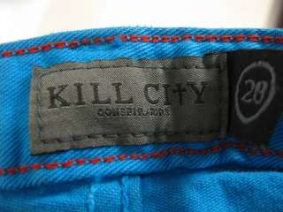 KILL CITY Blue Green Denim Skinny Jeans Pants SZ 28  