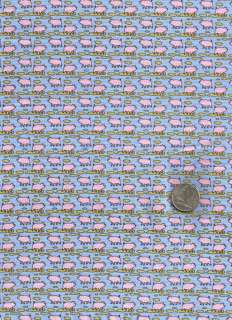 Mini PIGS on Blue Pig Farm Novelty Quilt Fabric FQ FQs  