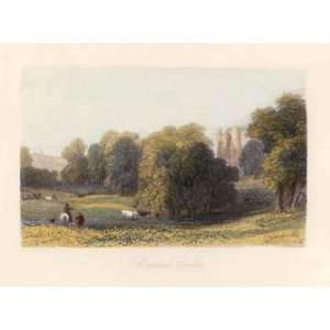  Malahide Castle Etching , Topographical Engraving 