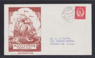 Cover franked with 2&1/2d QEII definitive, tied by MAYFLOWER MAIDEN 