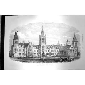   1872 Charterhouse School Buildings Godalming Old Print