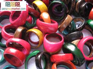 50 Rings Coconut wholesale Lot Colorful Peruvian Art  