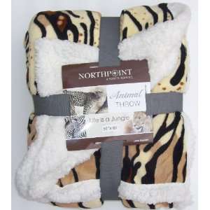   Safari Animal Blanket, CREAM Tiger Print (50 x 60 Inches) Home