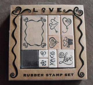 9pc Love Rubber Stamp Set with Ink Pad   T38  