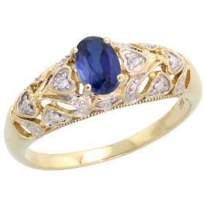 10k Gold Teeny Hearts Lab Created Blue Sapphire Ring, w/ 0 