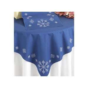    Snowflake on Blue Table Topper & Table Runner