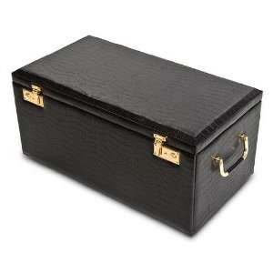  Largest Black Leather Embossed Crocodile Jewelry Box With 
