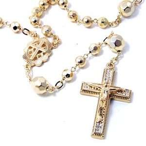 Crystal Gold Rosary Necklace New Hip Hop Gift Boxed  