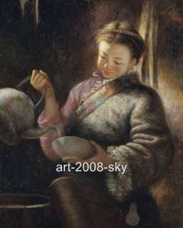 Original women Oil painting female art chinese girlon canvas 30x40 
