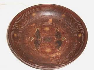 ANTIQUE Swedish Painted Wooden Bowl Dalarna   Signed  