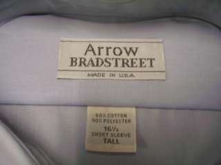 VTG Arrow Bradstreet SS Blue Dress Shirt 16 1/2 Tall L  
