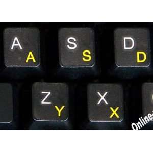 SWISS FRENCH GERMAN KEYBOARD STICKERS TRANSPARENT BACKGROUND YELLOW 