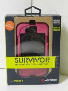 Griffin Pink Armored Survivor Military Duty Case + Clip For Iphone 4 
