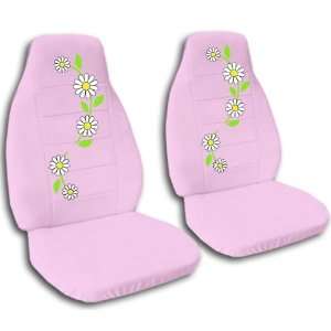  2 sweet pink daisy car seat covers for a 2000 Honda Civic 
