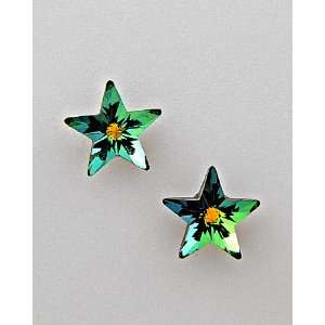 Green Stars Earrings Made with Swarovski Crystal Stud Earring Set Made 